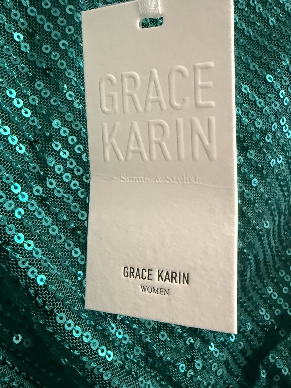 NWT Grace Karin Emerald Green Sequin One Shoulder Cocktail Dress L - Picture 7 of 12